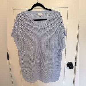 J Jill Womens Large Textured Open Stitch Sweater Knit Poncho Tunic Pale Blue